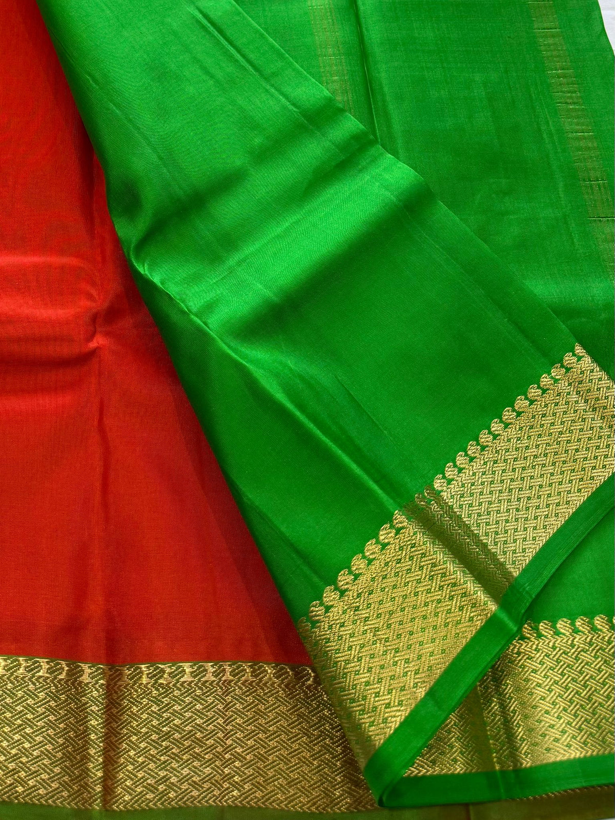 Vibrant Orange and Green Saree (c017 25)