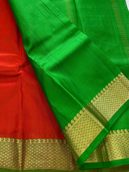 Vibrant Orange and Green Saree (c017 25)