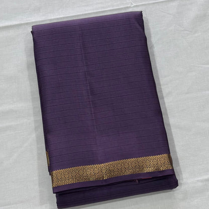 Pure Handloom Kanjivaram Silk Saree – Deep Royal Purple with Pastel Pink Contrast Pallu (C019-002)
