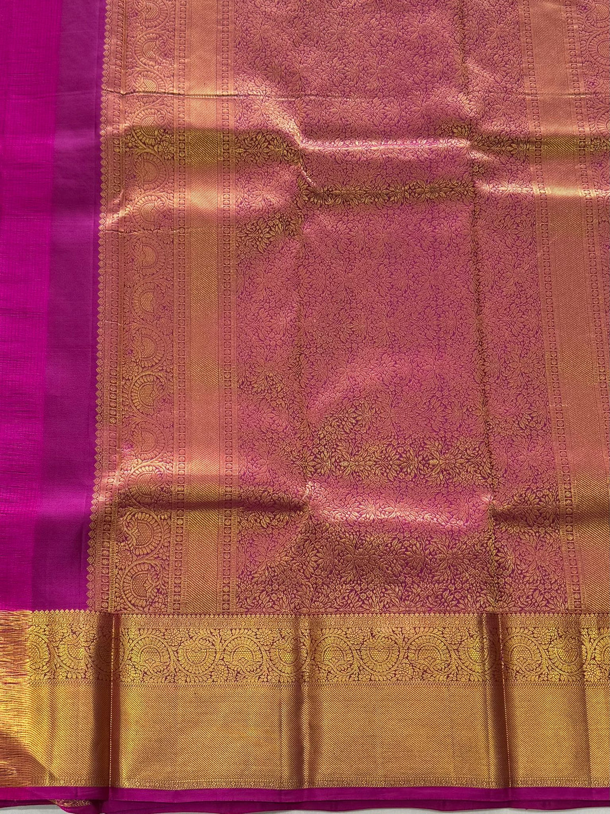 Pure Handloom Kanjivaram Silk Saree – Deep Navy Indigo with Royal Paisley & Mandala Antique Zari Border (C017-073)