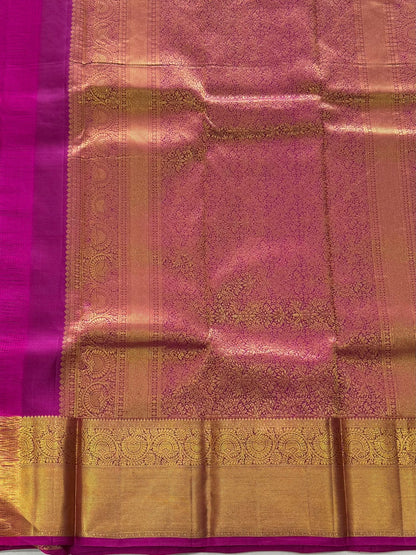 Pure Handloom Kanjivaram Silk Saree – Deep Navy Indigo with Royal Paisley & Mandala Antique Zari Border (C017-073)