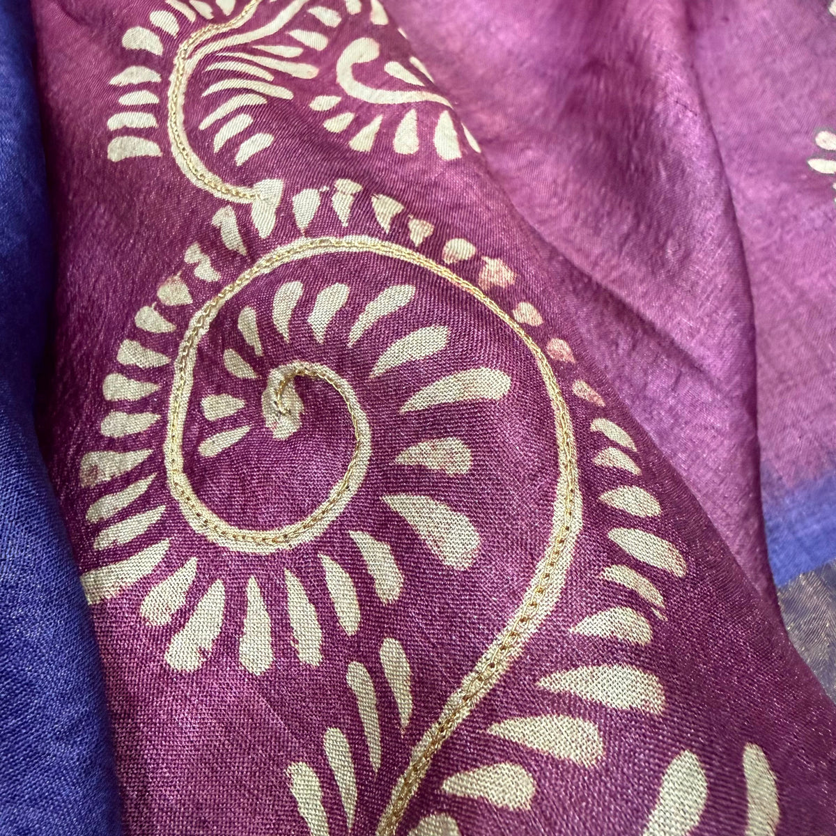 Pure Georgette Banarasi Bandhani Saree – Royal Purple with Meenakari Floral Jaal & Zari Border (co17 274)