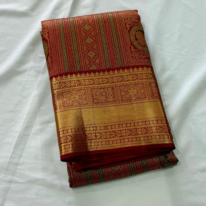 Radiant Red Traditional Saree with Rich Gold Zari Border (co17 134)